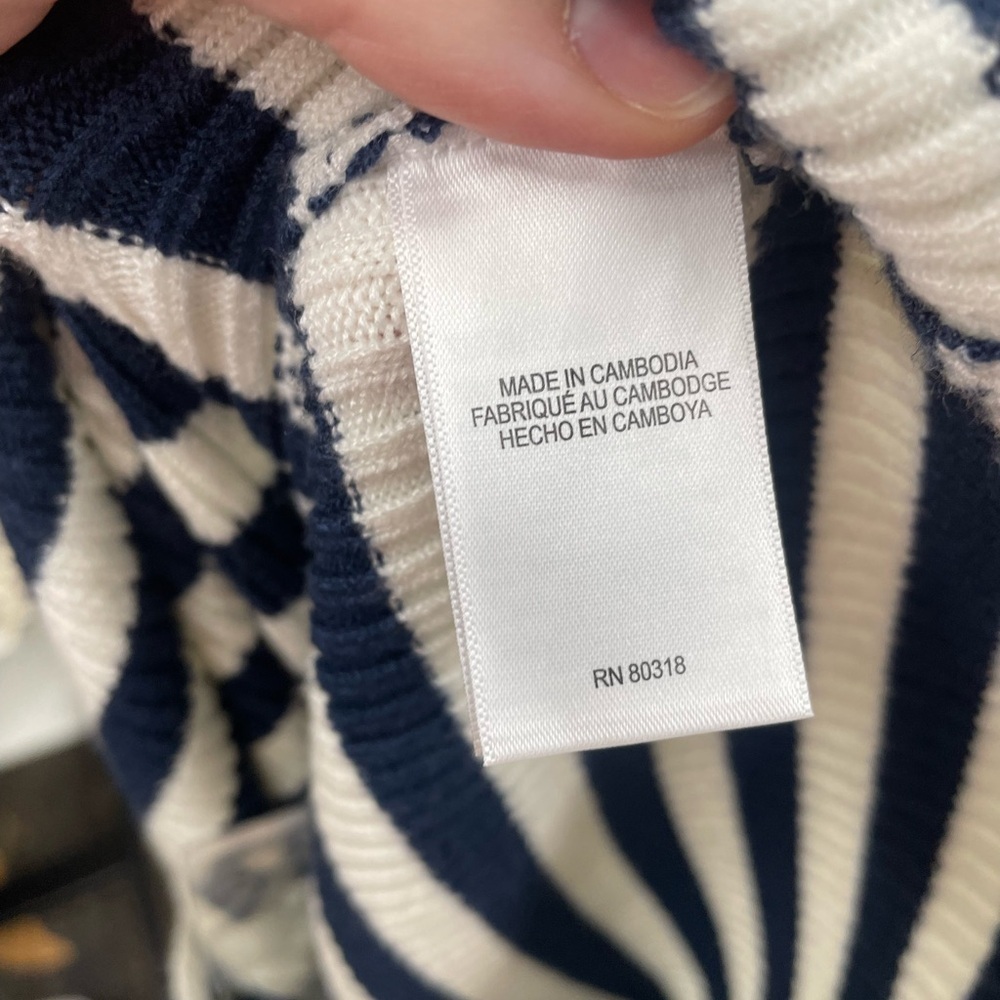 NWT Lucky Brand Navy and Cream Striped Long Sleeve Cardigan Size XL - Picture 8 of 9